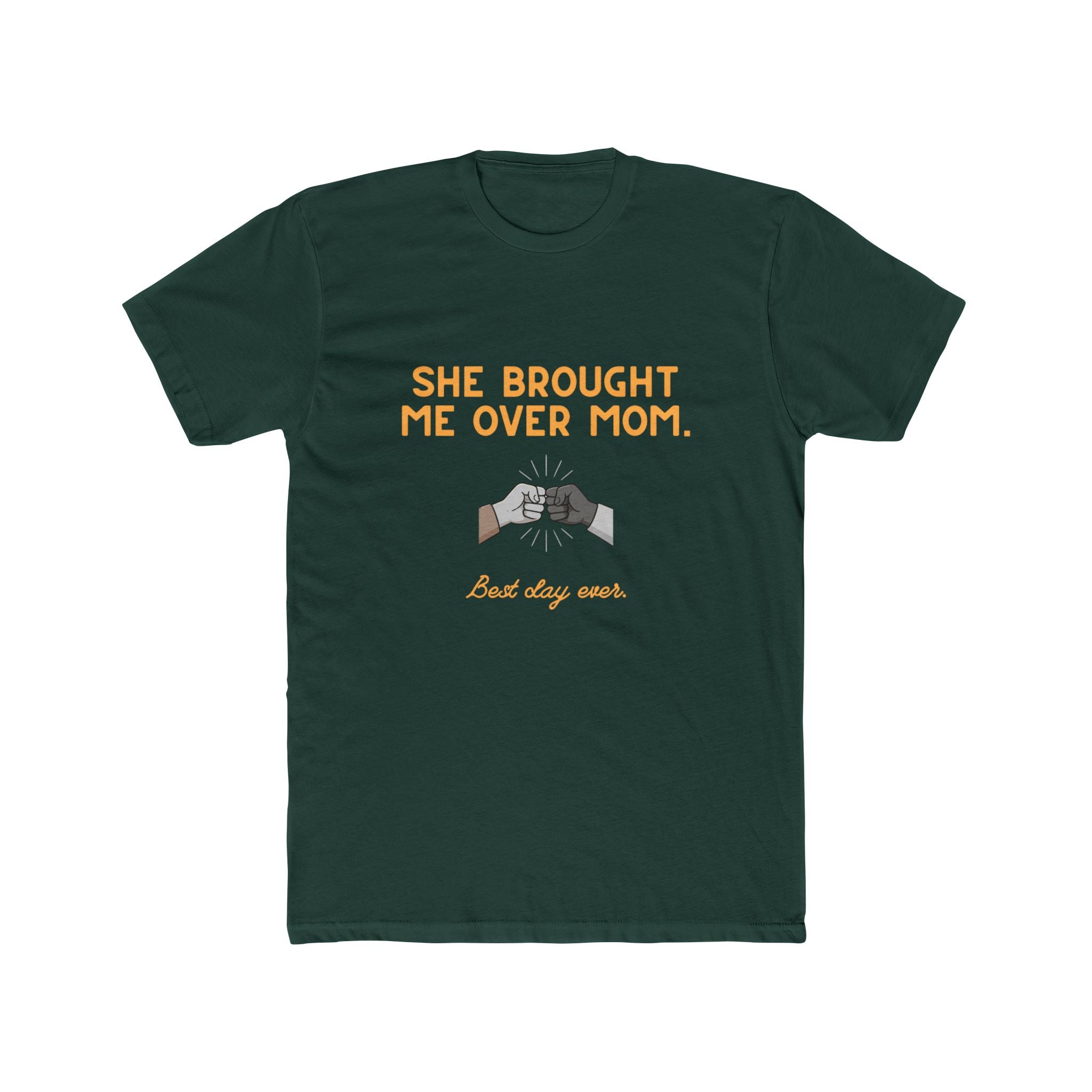 Crew Tee — “She Brought Me Over, Mom” Solidarity Graphic Shirt