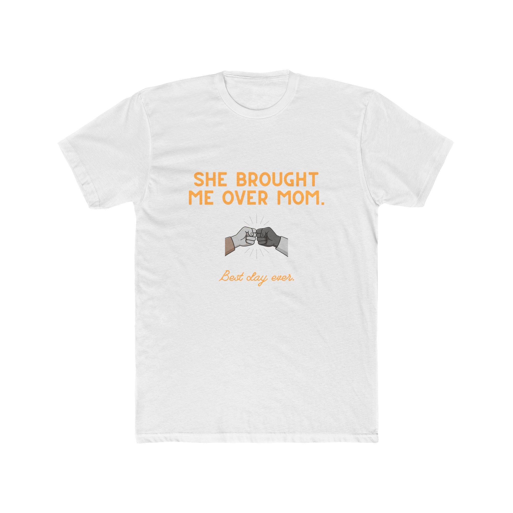 Crew Tee — “She Brought Me Over, Mom” Solidarity Graphic Shirt