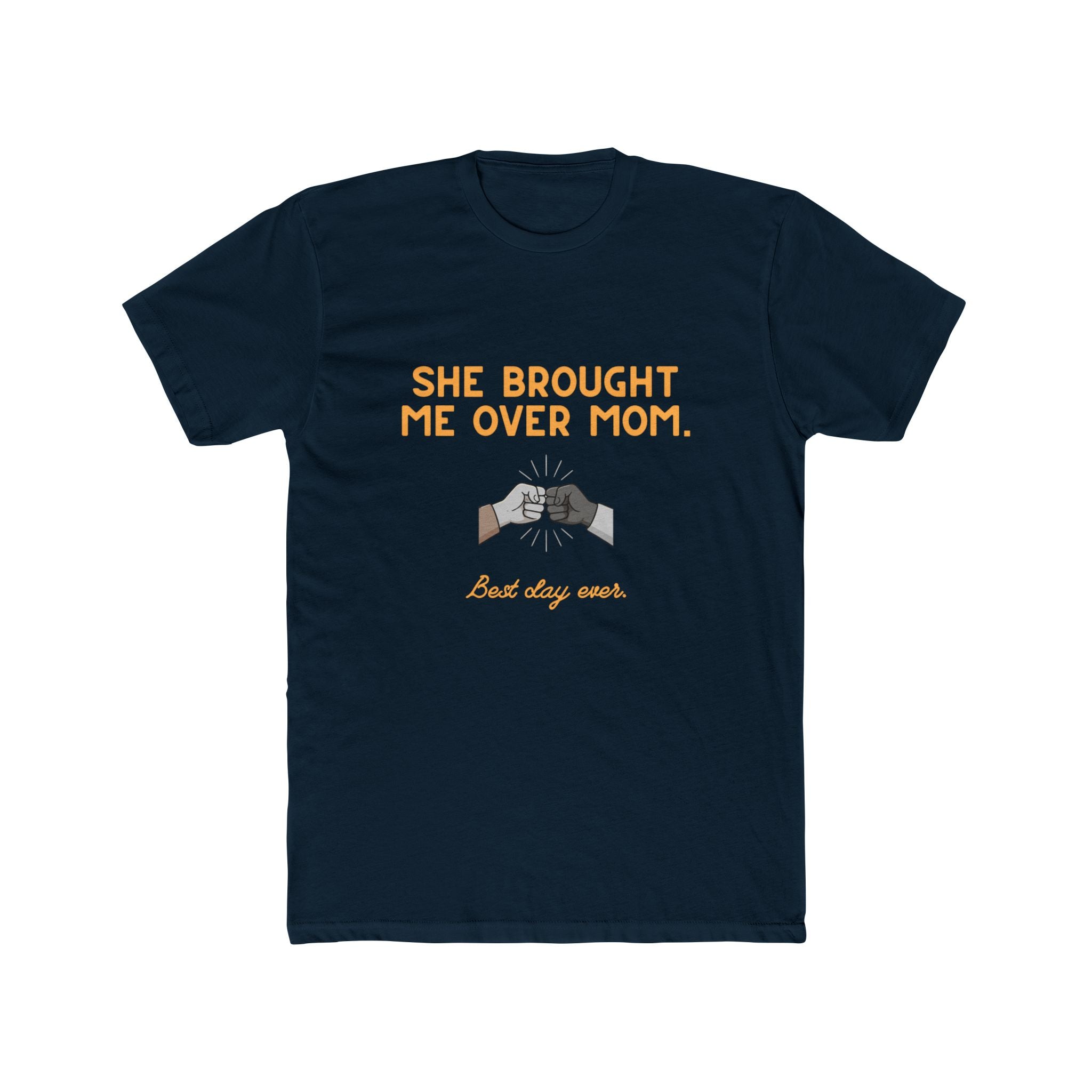 Crew Tee — “She Brought Me Over, Mom” Solidarity Graphic Shirt