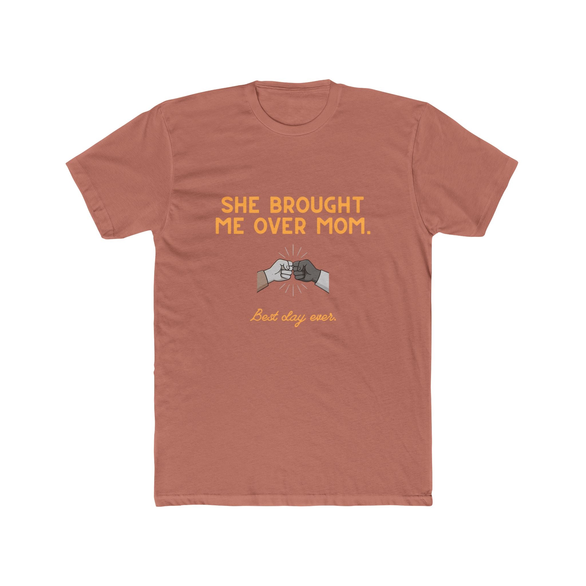 Crew Tee — “She Brought Me Over, Mom” Solidarity Graphic Shirt