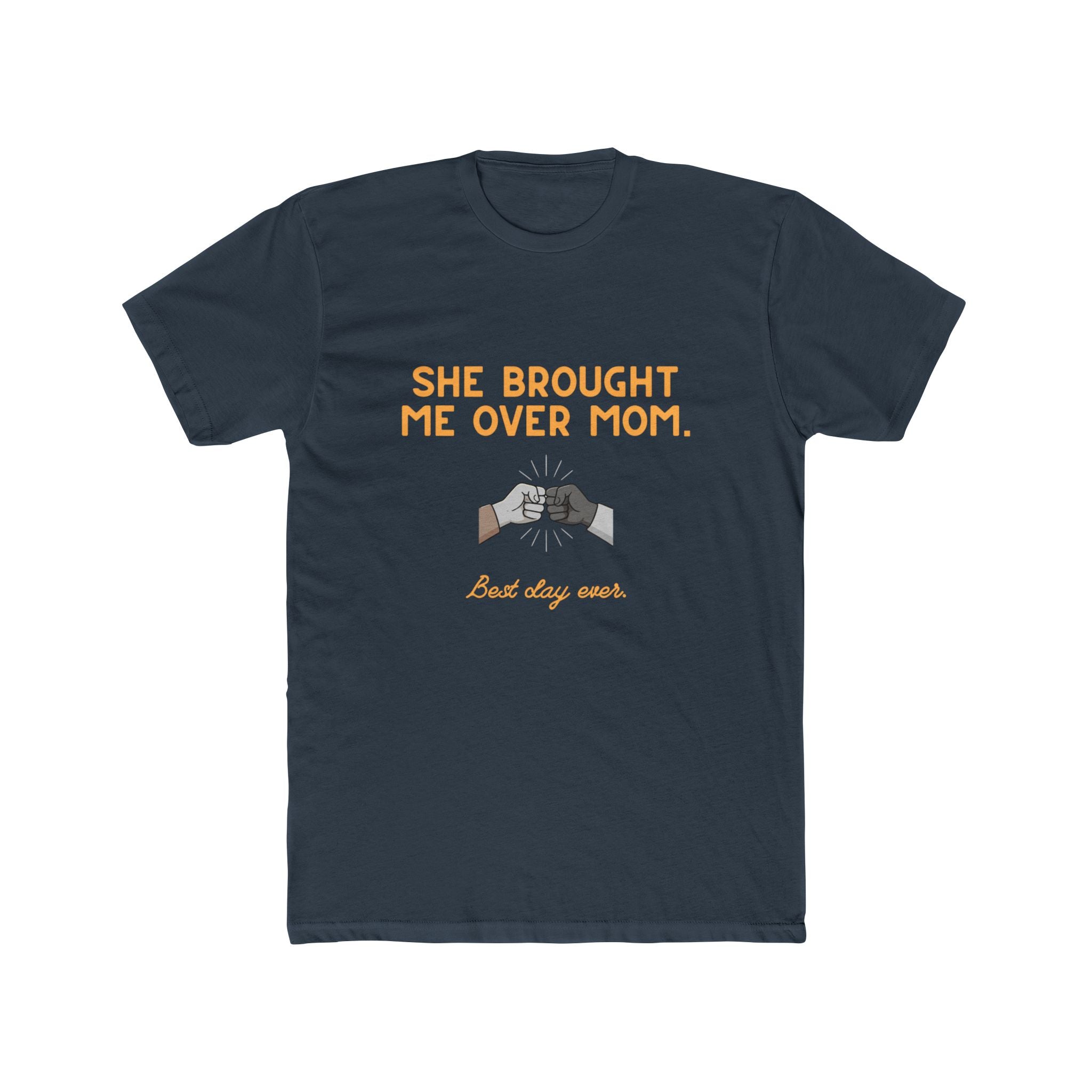 Crew Tee — “She Brought Me Over, Mom” Solidarity Graphic Shirt